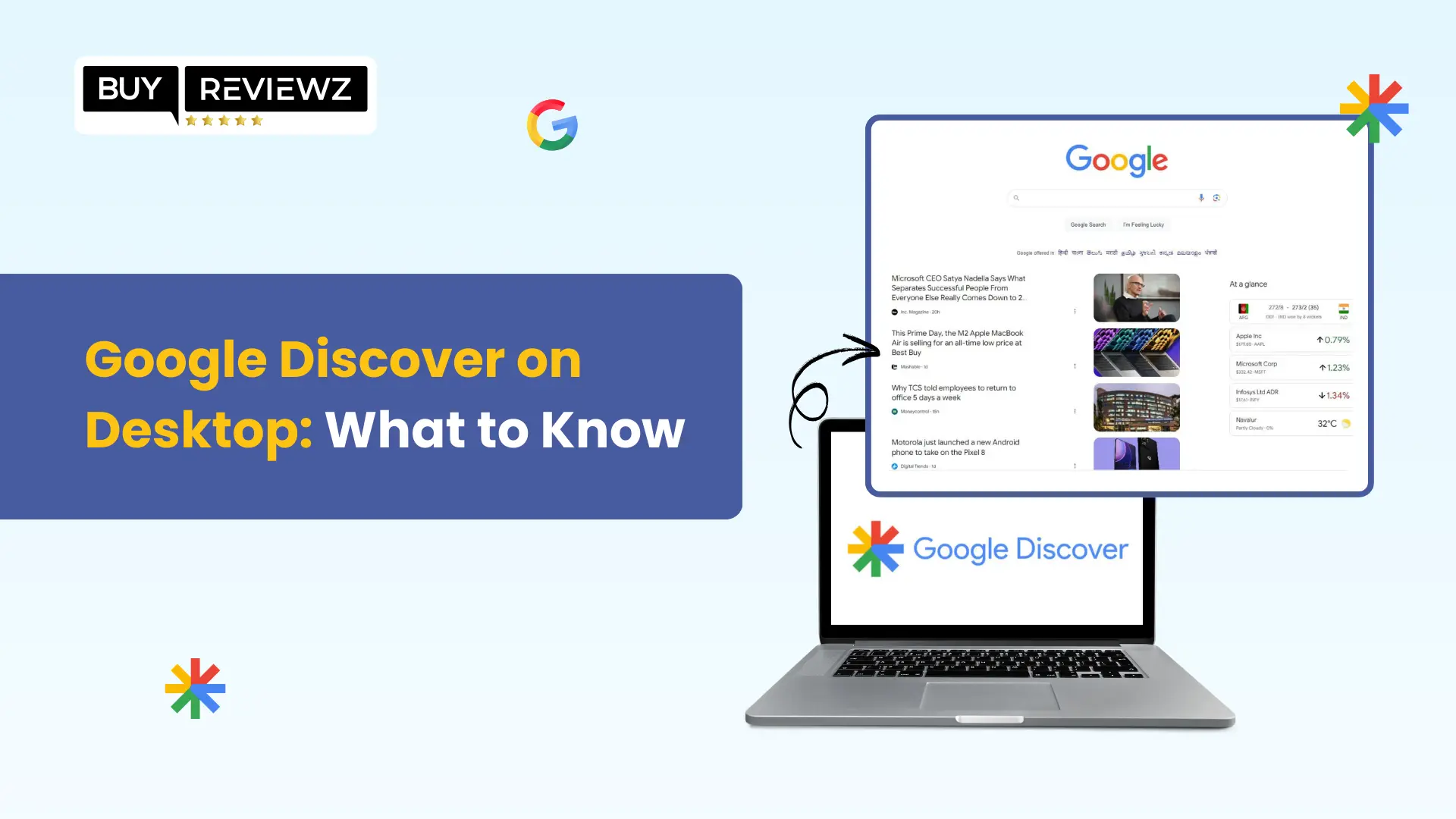 Google Discover feed displayed on a desktop screen