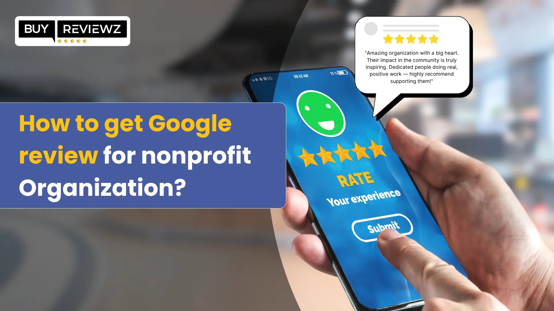 Nonprofit team engaging with community members and asking for Google reviews to build trust and visibility