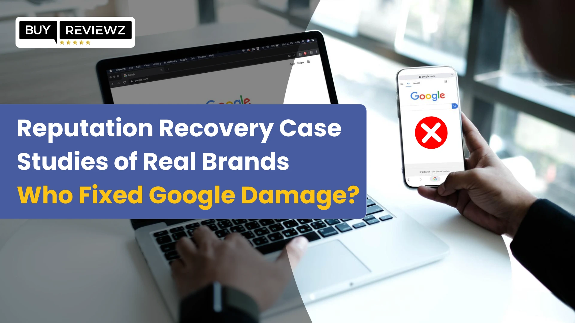 Brand reputation dashboard showing improved Google search results after recovery efforts